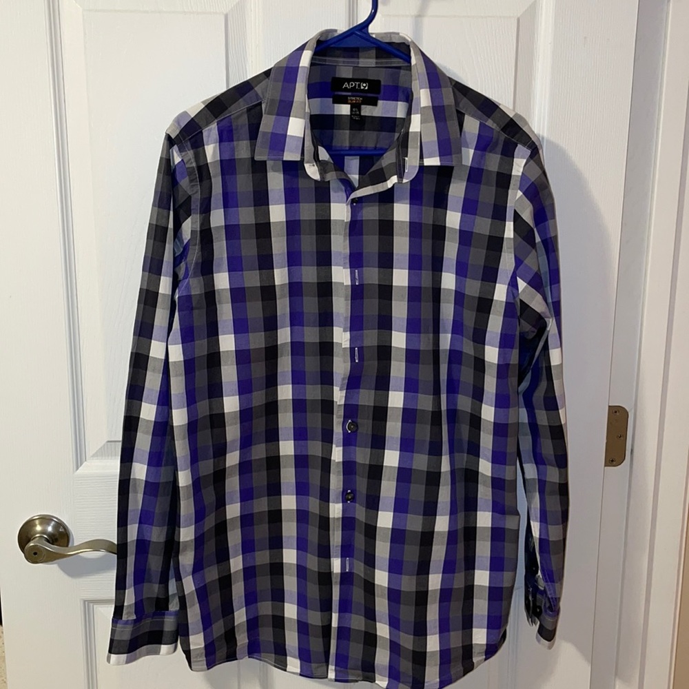 Apt. 9 Purple/Grey Men’s Dress Shirt 16 1/2 34/35
